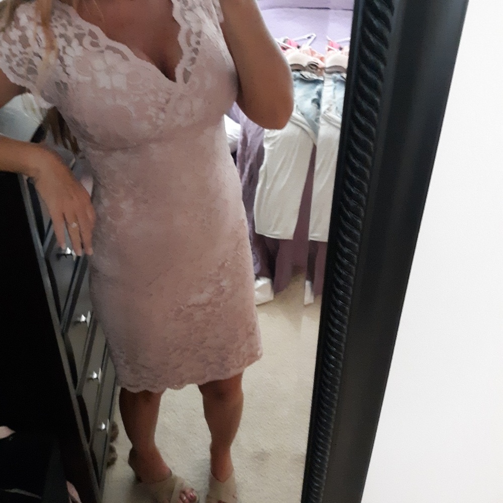 Rose pink lace dress